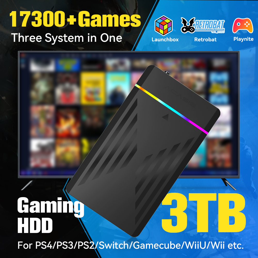 Retro Gaming Device - 3TB Portable Gaming HDD LaunchBox/Retrobat/Playnite Retro
