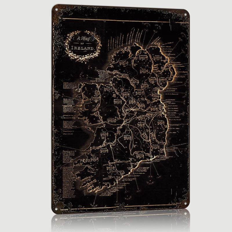Ireland Dark Vintage Map Print - Retro Gaming Ireland ulasan dan harga