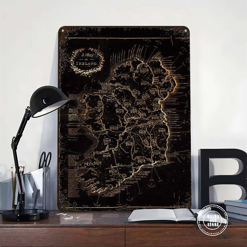 Ireland Dark Vintage Map Print - Retro Gaming Ireland ulasan dan harga