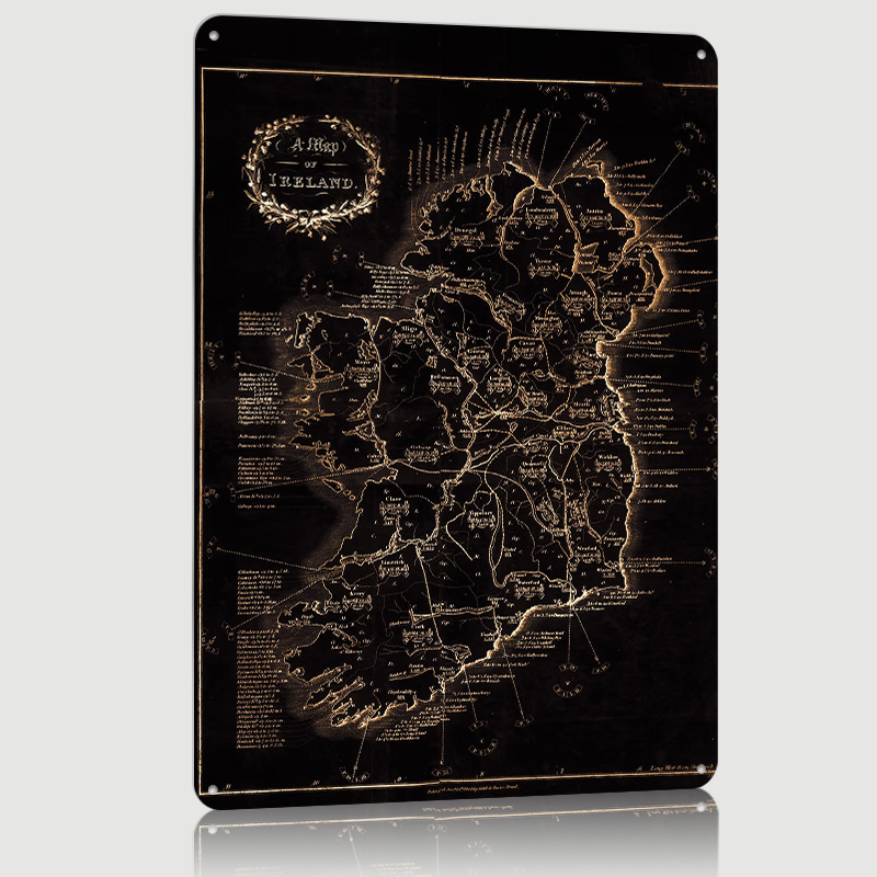 Ireland Dark Vintage Map Print - Retro Gaming Ireland ulasan dan harga