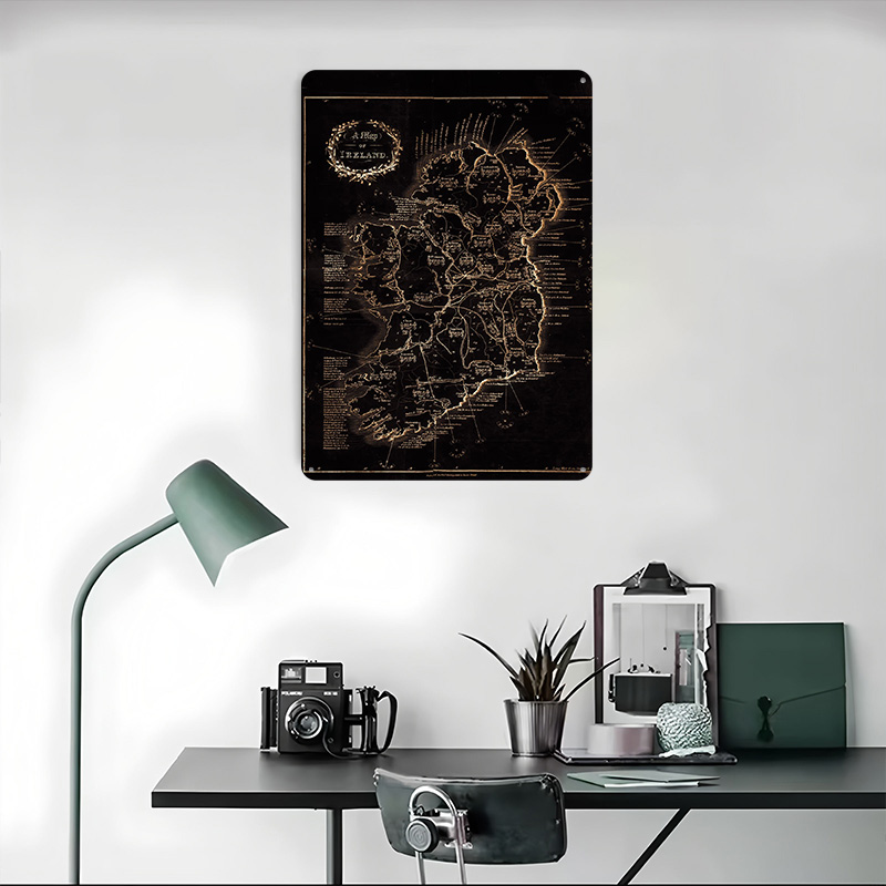 Ireland Dark Vintage Map Print - Retro Gaming Ireland ulasan dan harga